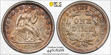 1859-O 10C AU53