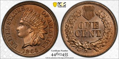 1864 1C Copper-Nickel MS65