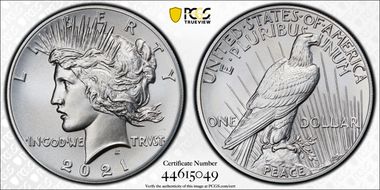 2021 $1 Peace Dollar 100th Anniversary MS69