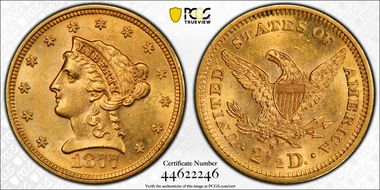 1877 $2.50 AU58