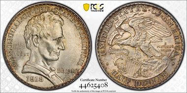 1918 50C Lincoln-Illinois MS65