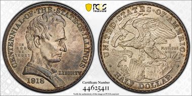 1918 50C Lincoln-Illinois MS65