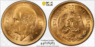 1917-M 10 Peso KM-473  Au MS62