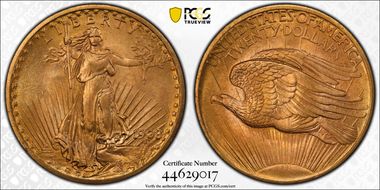 1908 $20 No Motto MS67