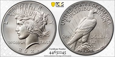 2021 $1 Peace Dollar 100th Anniversary MS69