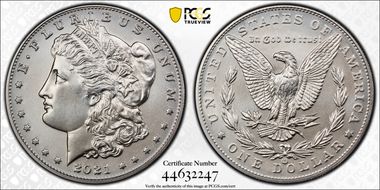 2021-CC Privy $1 Morgan Dollar 100th Anniversary MS70