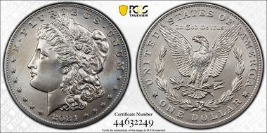2021 $1 Morgan Dollar 100th Anniversary MS70