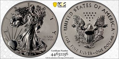 2021-W $1 Silver Eagle Rev PR - Type 1 Designer Edition PR69