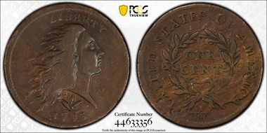 1793 1C Wreath, Vine and Bars VF25BN