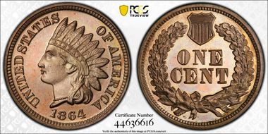 1864 1C Copper Nickel PR66CAM