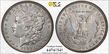 1900 $1 VAM 16 Two Olive Rev AU55