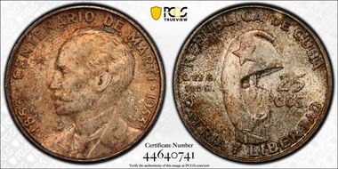 1953 25C Jose Marti KM-27  Ag MS64