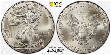 2016 $1 Silver Eagle  30th Anniversary MS69