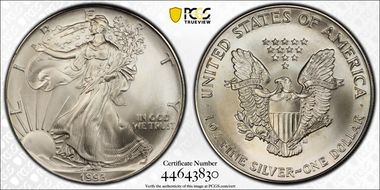 1993 $1 Silver Eagle MS68