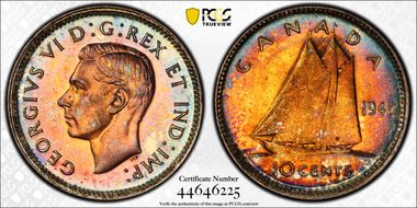 1947 10C Maple Leaf MS64