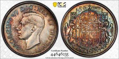 1945 50C Wide Date MS64