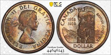 1958 S$1 British Columbia MS65