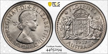 1957(m) Florin KM-60 Ag MS64