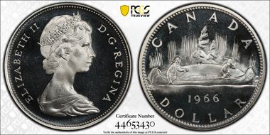 1966 S$1 Large Beads Ag PL67CAM