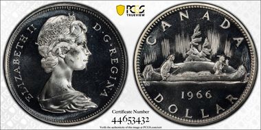 1966 S$1 Large Beads Ag PL65CAM