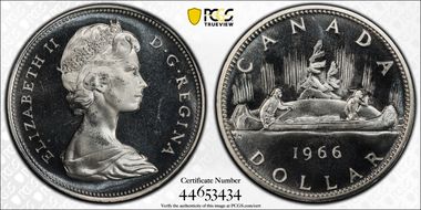 1966 S$1 Large Beads Ag PL65CAM