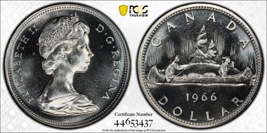 1966 S$1 Large Beads Ag PL66