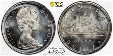 1966 S$1 Large Beads Ag PL64CAM