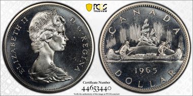 1965 S$1 Type 1 Sm Beads, Pt 5 Ag PL66CAM