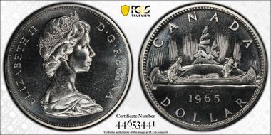 1965 S$1 Type 1 Sm Beads, Pt 5 Ag PL66