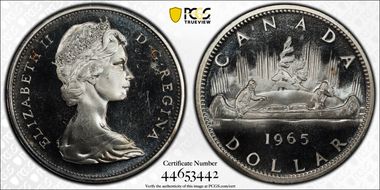 1965 S$1 Type 1 Sm Beads, Pt 5 Ag PL65DCAM