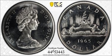 1965 S$1 Type 1 Sm Beads, Pt 5 Ag PL66