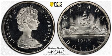1965 S$1 Type 1 Sm Beads, Pt 5 Ag PL67DCAM
