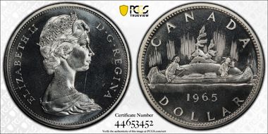 1965 S$1 Type 2 Sm Beads, Bl 5 Ag PL67