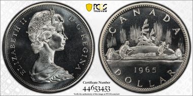 1965 S$1 Type 2 Sm Beads, Bl 5 Ag PL67