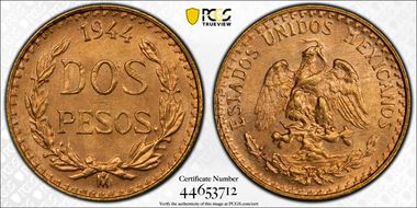 1944-Mo 2 Peso MS66