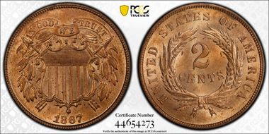 1867 2C MS64RD