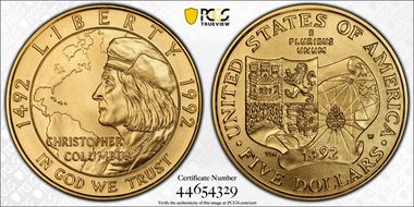 1992-W $5 Christopher Columbus MS69