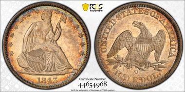 1843-O 50C WB-2, Large O AU55