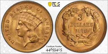1878 $3 MS64+ 