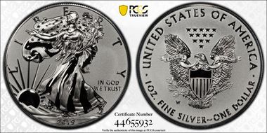 2019-W $1 Silver Eagle Enhanced Rev PR Pride of Two Nations, U.S. Set PR70
