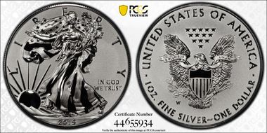 2019-W $1 Silver Eagle Enhanced Rev PR Pride of Two Nations, U.S. Set PR70