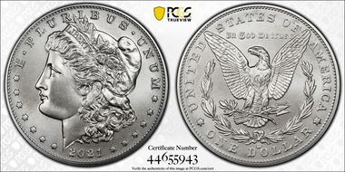 2021-CC Privy $1 Morgan Dollar 100th Anniversary MS69