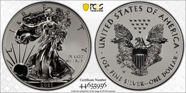 2021-W $1 Silver Eagle Rev PR - Type 1 Designer Edition - First Strike PR70