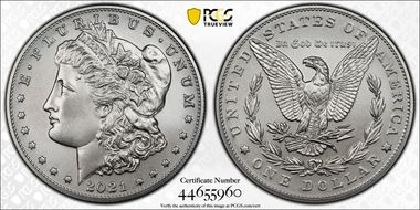 2021 $1 Morgan Dollar 100th Anniversary First Strike MS70