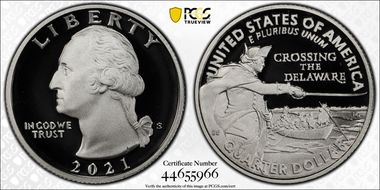2021-S 25C Crossing the Delaware-Silver Limited Edition Proof Set - First Strike PR70DCAM