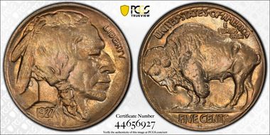 1927-S 5C 2 Feathers FS-401 AU58