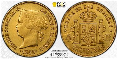 1863/50 4 Peso KM-144 AU50