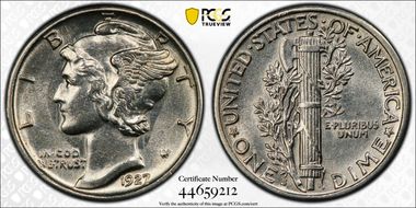 1927-S 10C AU55