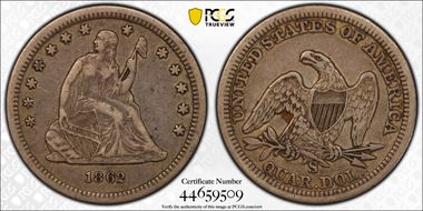 1862-S 25C VF35