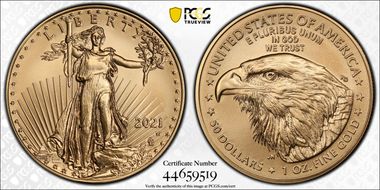 2021 $50 Gold Eagle - Type 2 First Strike MS70